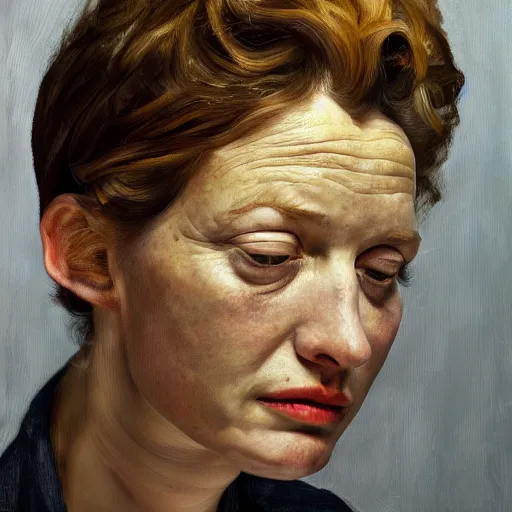 Prompt: high quality high detail painting by lucian freud, hd, portrait of liv tylor, photorealistic lighting