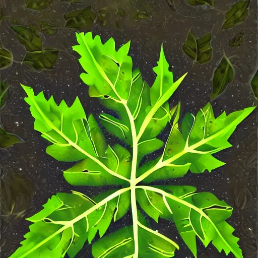 Image similar to leaf moon night vine leaves magic roots vivid beautiful trending on artstation