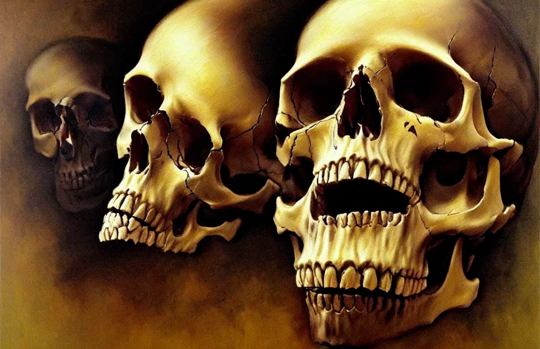 Prompt: portrait of a skull!!!!!!!!!!!!!!!!!!!!!!!!!!!, detailed face, detailed painting, epic lighting, by ilya repin, phil hale and kent williams