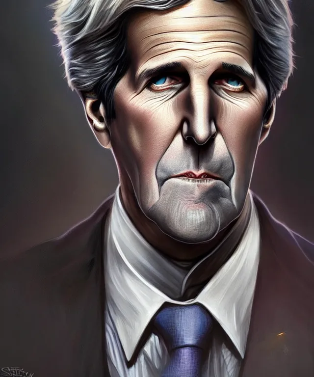 Prompt: John Kerry as a fantasy magic man portrait, sci-fi, amber eyes, face, fantasy, intricate, elegant, highly detailed, digital painting, artstation, concept art, smooth, sharp focus, illustration, art by artgerm and greg rutkowski and alphonse mucha