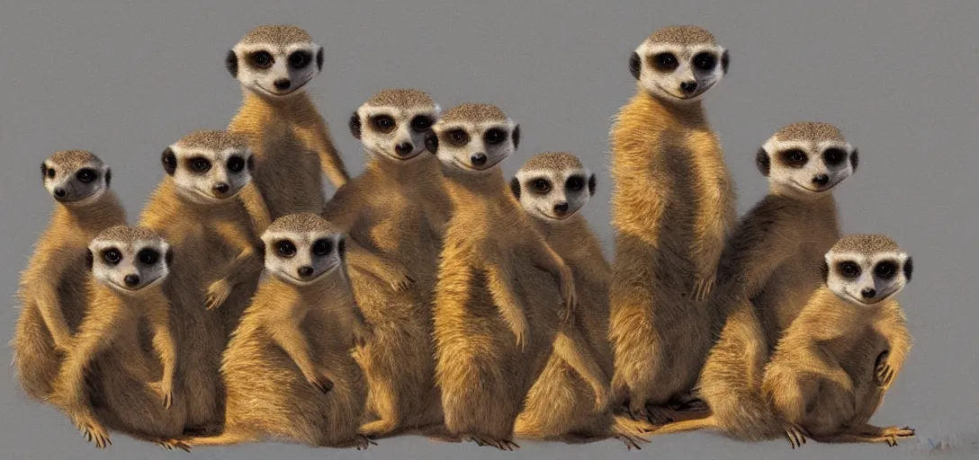 Prompt: meerkat sit in a circle and burn putin, artstation