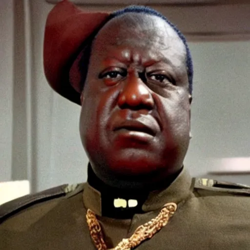 Prompt: A still of Idi Amin in Star Trek