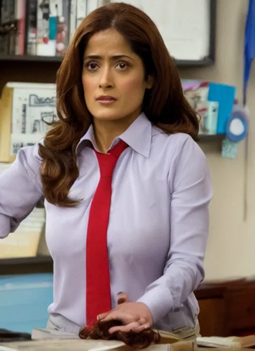 Image similar to film still of Salma Hayek as pam beasley in The US Office .