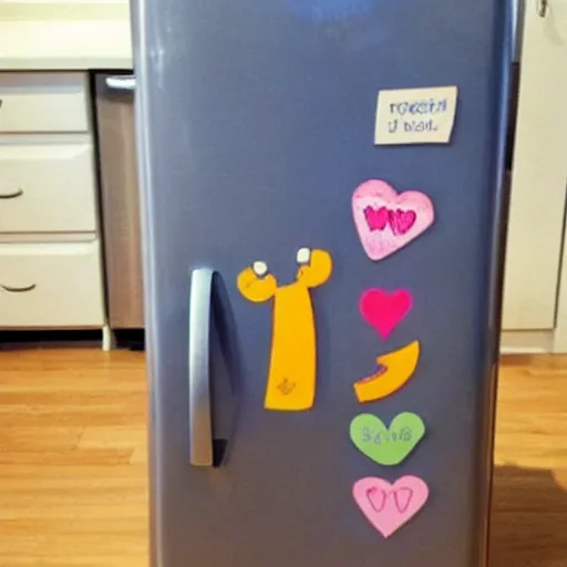 Image similar to cute fridge with human features, super cute, tiny , adorable, awww aspiring, very cute