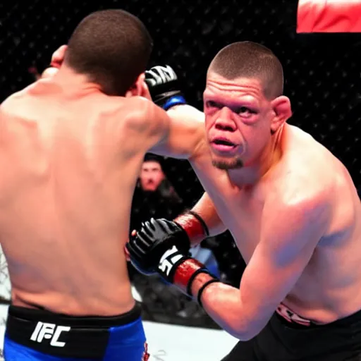 Prompt: nate diaz in a mma fight