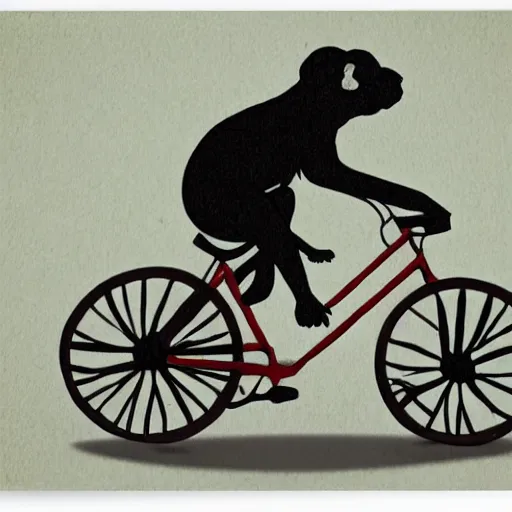 Prompt: a monkey riding a bike by dana regan