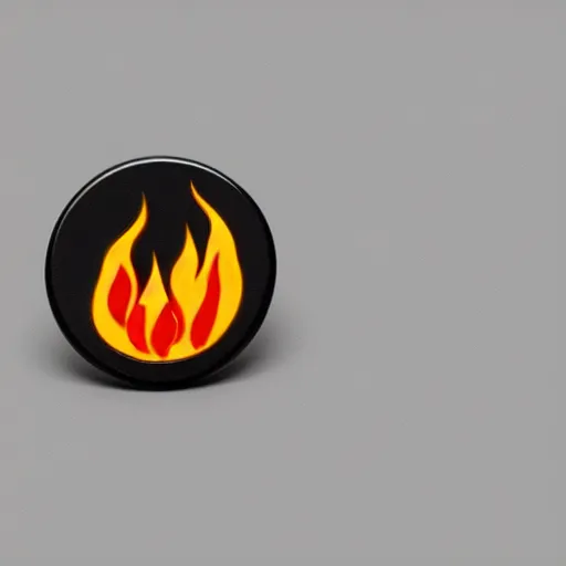 Image similar to a photo of a retro 8 0 s minimalistic clean fire flame warning enamel pin, studio lighting, behance