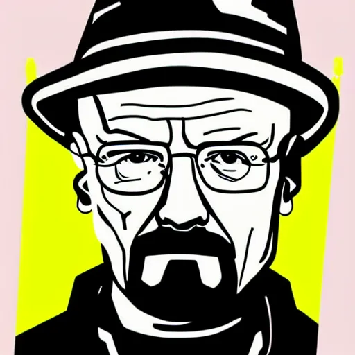 Image similar to walter white, breaking bad in a pop art comic style