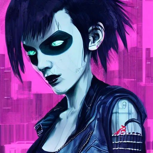 Image similar to full body portrait of punk girl clothing inspired by ghost in the shell, plain background, ultrafine detail, digital concept art, masterpiece!!!, by liam wong