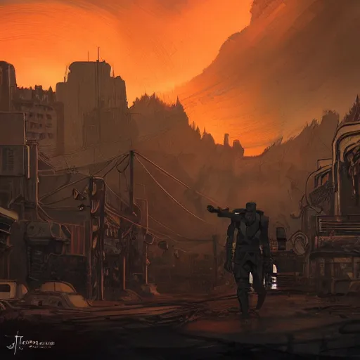 Image similar to fallout 5, concept art drawings of the opening scene, storyboard, concept art, comic style, atmospheric lighting, painted, intricate, volumetric lighting, beautiful, rich deep colours masterpiece, sharp focus, ultra detailed by jack kirby, ignacio fernandez rios, thierry doizon