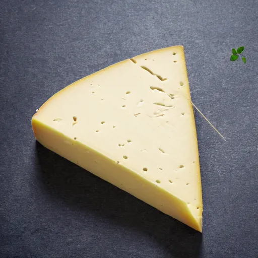 Image similar to a wedge of cheese with a green participation badge hanging from the side, stock art, 8K