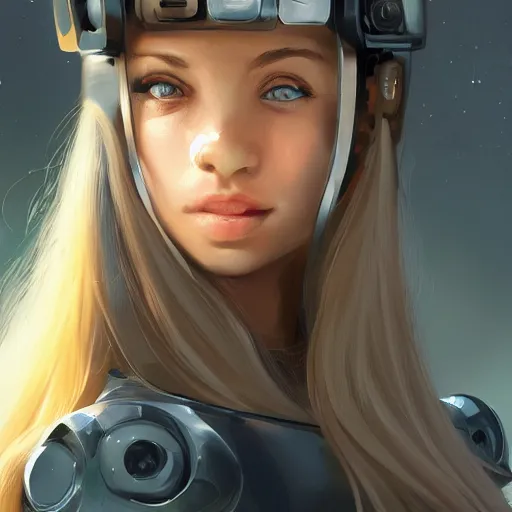 Prompt: Profile face angle of a cute young woman with robot ears and eyes, 4k, sharp focus, Andreas Rocha