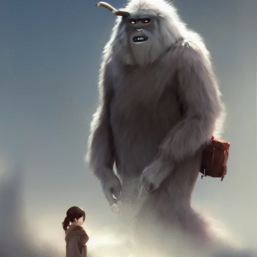 Prompt: yeti at a ted talk, trending on artstation, concept art, by Greg Rutkowski and Krenz Cushart and Pan_Ren_Wei and Hongkun_st and Bo Chen and Enze Fu and WLOP and Alex Chow, golden ratio,