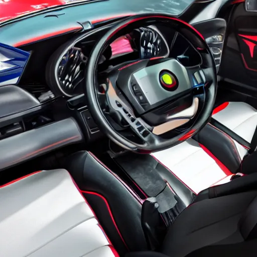 Image similar to photo of a rgb gaming car interior
