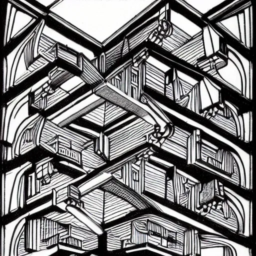 Image similar to mc escher drawing of impossible architecture