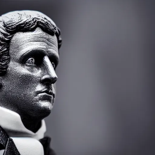 Image similar to macro photo of emmanuel macron dressed as napoleon, tilt shift, photography, telephoto lens, canon, nikon, focus