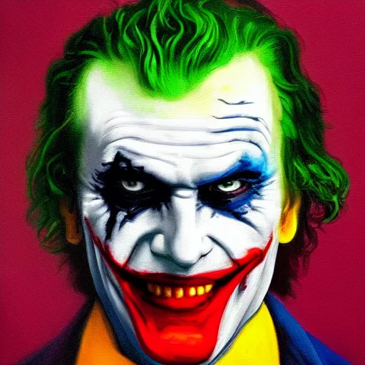 Prompt: The Joker portrait painting by Rembrandt, 4K, detailed