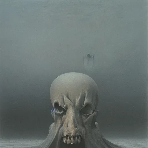 Image similar to Charon by Zdzisław Beksiński, oil on canvas