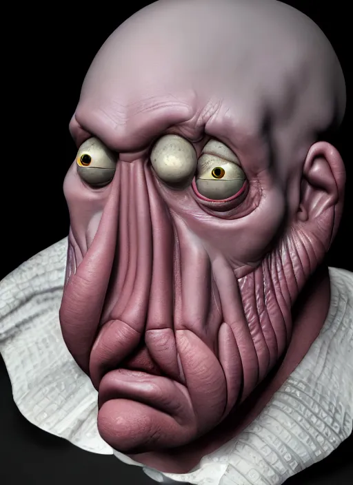 Image similar to photorealistic 3 0 0 0 ( dr. john a. zoidberg ), portrait photography feroflex photorealistic studio lighting ektachrome detailed intricate face details, ultradetails, beautiful face, realistic shaded perfect face, extremely fine details