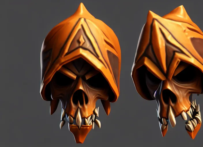 Image similar to hooded skull, stylized stl, 3 d render, activision blizzard style, hearthstone style, crash bandicoot artstyle