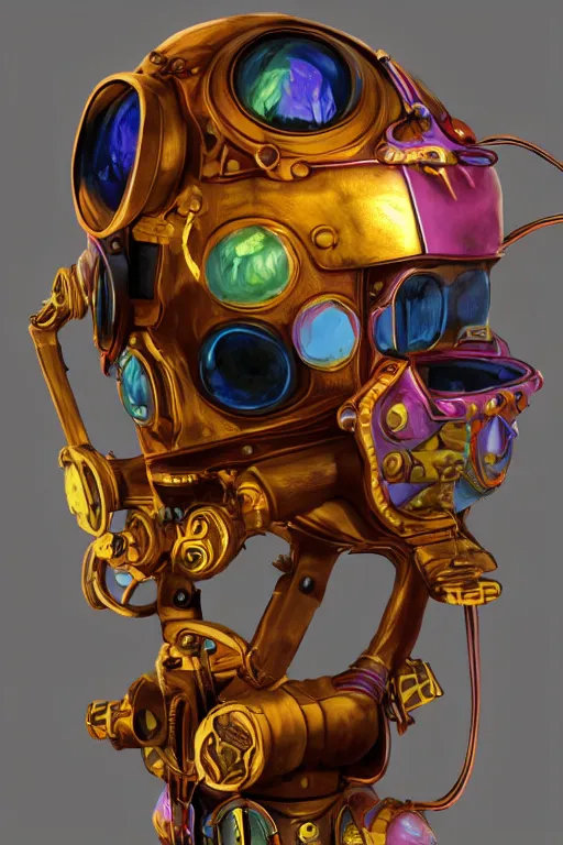 Image similar to colorful vivid steampunk mask minimalist fantasy art robot ninja helmet, global illumination ray tracing hdr fanart arstation by sung choi and eric pfeiffer and gabriel garza and casper konefal