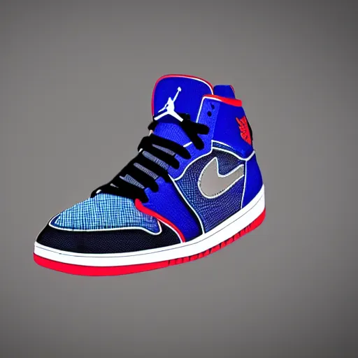 Image similar to air jordan sneaker, pixelated, mindcraft, artstation, 3 d render,