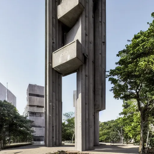 Prompt: a sci - fi beautiful brutalist hypermodern monument, with many rounded elements sprouting from the base tower creating a feel of an organic structure, photography
