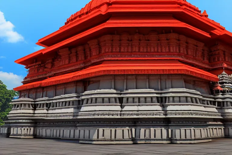 Image similar to Architectural photography of beautiful kamakhya temple, Guwahati, Hindu architecture, Vue 3d render, v-ray, unreal engine, HDR cinematic lighting, wide angle shot, 8K textures, high resolution, a lot of details