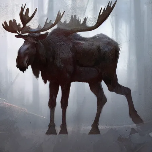 Image similar to combination of moose and man by greg rutkowski