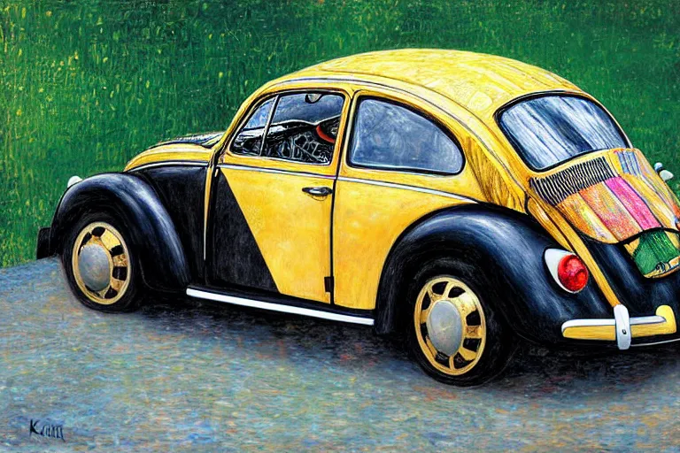 Image similar to gustav klimt vw beetle