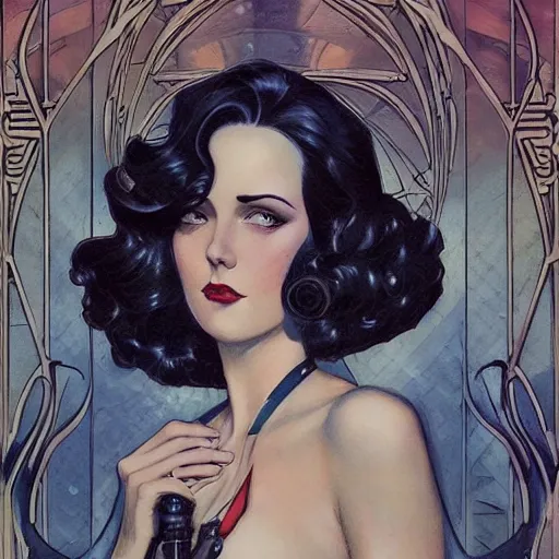 Prompt: a streamline moderne, ( art nouveau ), ( ( dieselpunk ) ) portrait in the style of charlie bowater, and in the style of donato giancola, and in the style of charles dulac. symmetry, ultrasharp focus, dramatic lighting, semirealism, intricate symmetrical ultrafine background detail.