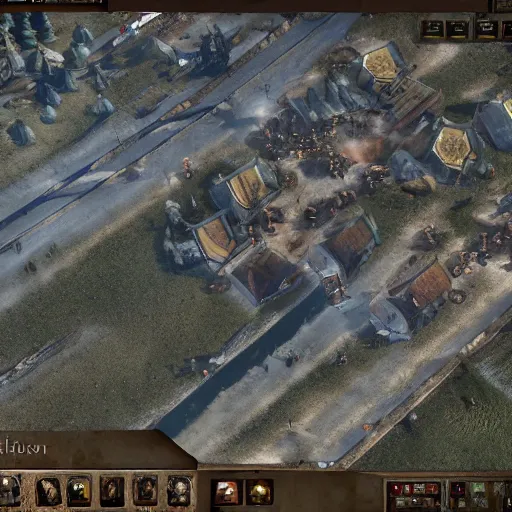 Image similar to screenshot of a beautiful rts game silent hill, overhead view, highly detailed