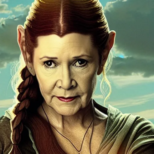 Prompt: Carrie Fisher as Tauriel