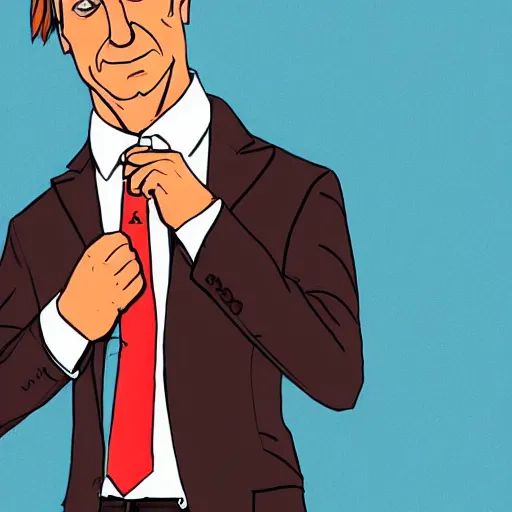 Prompt: Saul Goodman fixing his tie , accurate anatomy, accurate hands, highly detailed, digital art,