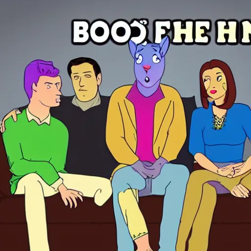 Prompt: still from the hit tv show friends in the style of bojack horseman