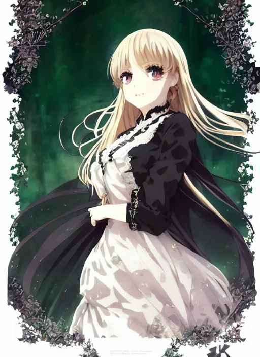 Prompt: victorique de blois anime girl gosick super detailed green eyes green eyes green eyes green eyes black dress black dress black dress black dress blonde hair by greg rutkowski makoto shinkai aramaki shinji artgerm, cushart krenz key art feminine award winning smile haruko ichikawa, kyoto animation, square enix makoto shinkai