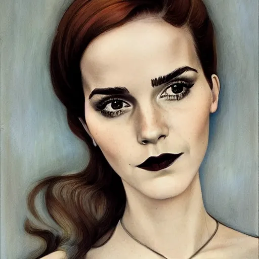 Image similar to a streamline moderne portrait of emma watson in the style of anna dittmann and donato giancola and charles dulac