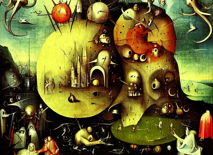 Image similar to beatiful eternal gods art fantasy mythology lovecraft style, detailed painting by hieronymus bosch