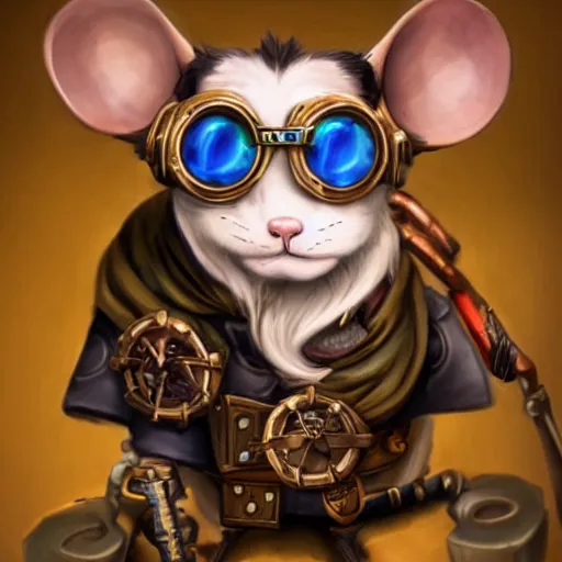 Image similar to a rat with steampunk googles, from Hearthstone