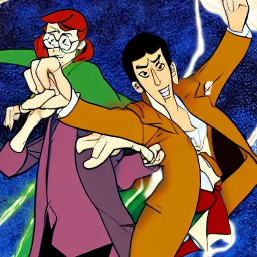 Image similar to Promotional art for the Scooby Doo meets Lupin III crossover