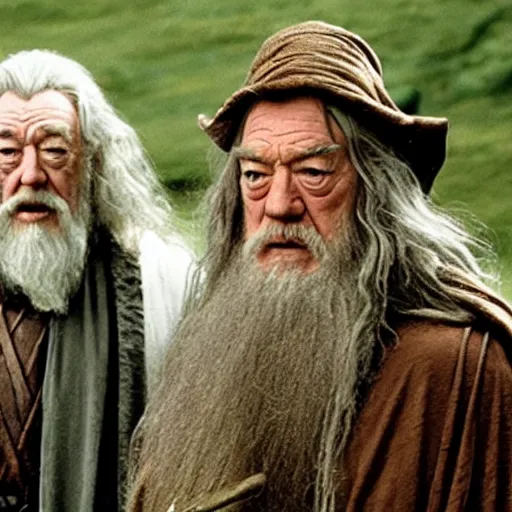 Image similar to michael gambon and gandalf in lord of the rings