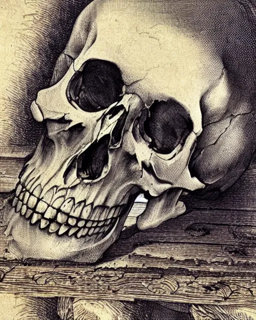 Prompt: skulls, fine details, photorealistic, intricate complexity, extremely detailed, very sharp, in the style of albrecht durer,