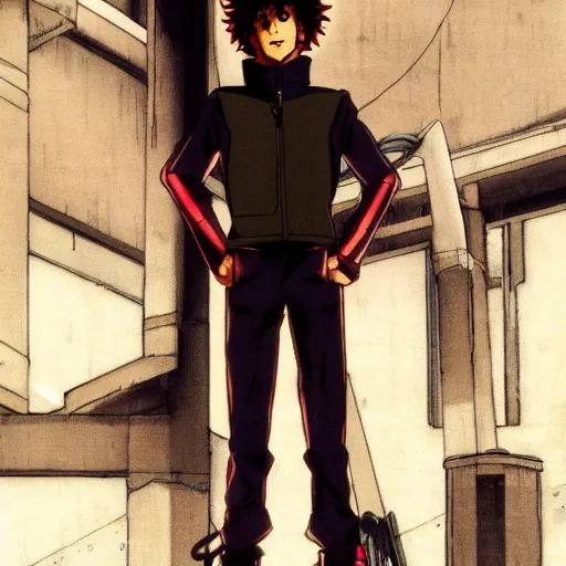 Image similar to spike spiegel wearing techwear, anime