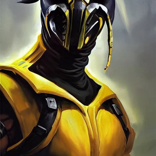 Image similar to greg manchess portrait painting of scorpion from mortal kombat as overwatch character, medium shot, asymmetrical, profile picture, organic painting, sunny day, matte painting, bold shapes, hard edges, street art, trending on artstation, by huang guangjian and gil elvgren and sachin teng