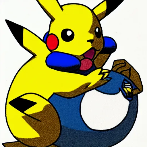 Image similar to pikachu using thunderbolt on blastoise