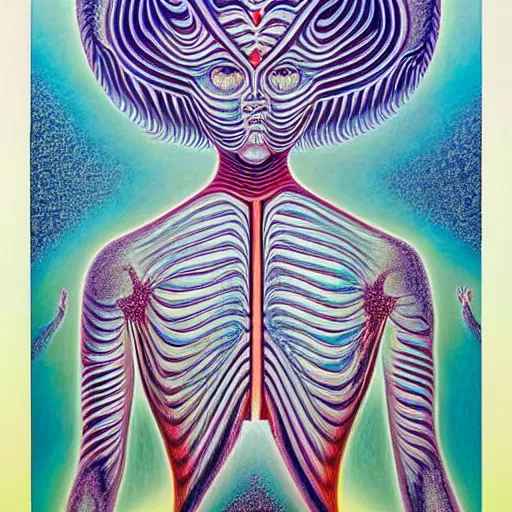 Image similar to a dream in a dream, Alex Grey