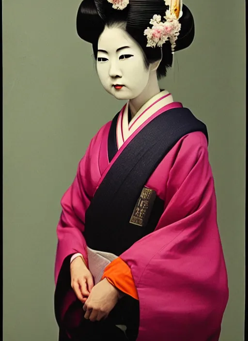 Prompt: Portrait Photograph of a Japanese Geisha Anscochrome 200