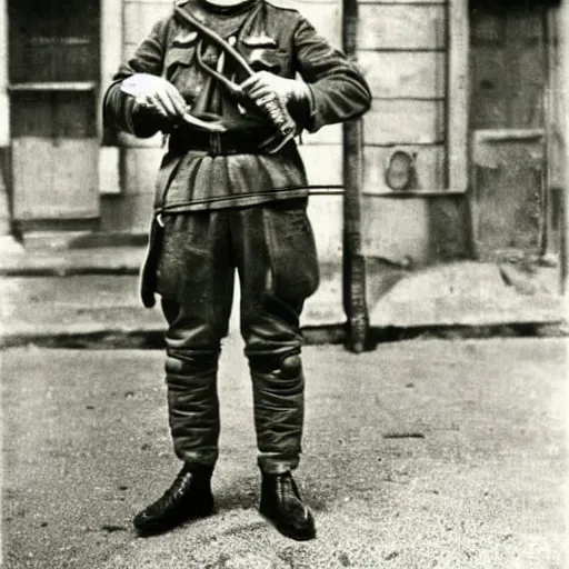 Image similar to police officer posing wear gas mask during world war ii in istanbul