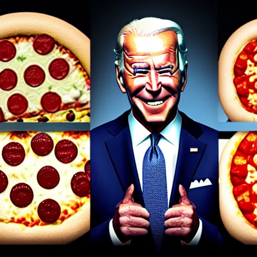 Prompt: Joe Biden as a pizza, 8k, photo, amazing details, octane render