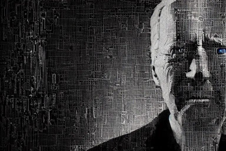 Image similar to creepy joe biden portrait stuck in the matrix, glitchy, buggy, playstation 1 graphics, low poly 3 d render, creepypasta, volumetric lighting, octane render, scary, award - winning, detailed, weird, close - up, featured on artstation, strange, off - putting, demonic, odd, atmospheric, ambient, spooky, beautiful